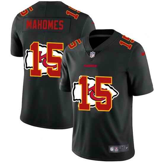 Kansas City Chiefs 15 Patrick Mahomes Men Nike Team Logo Dual Overlap Limited NFL Jersey Black